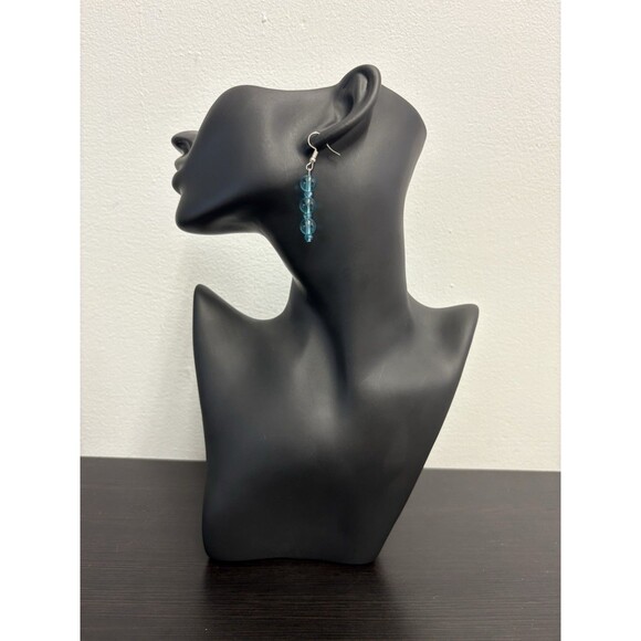 Blue Glass Bead Earrings Dangle Drop Hook Chic - Picture 2 of 12